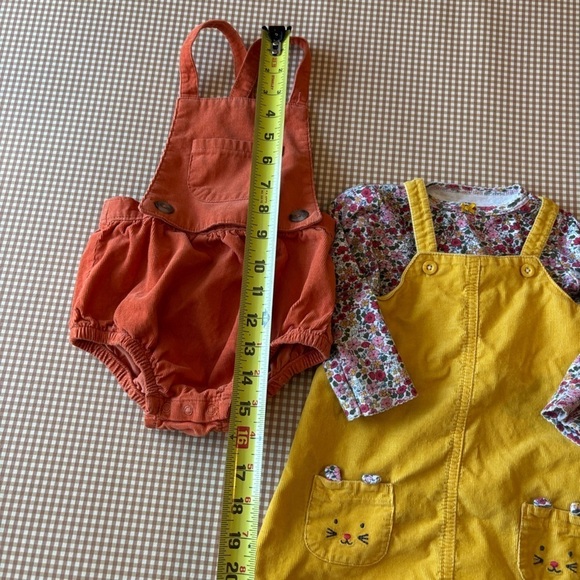 Carter’s Pinafore dress mouse pocket floral flowers + Orange romper.18 month - Picture 11 of 15